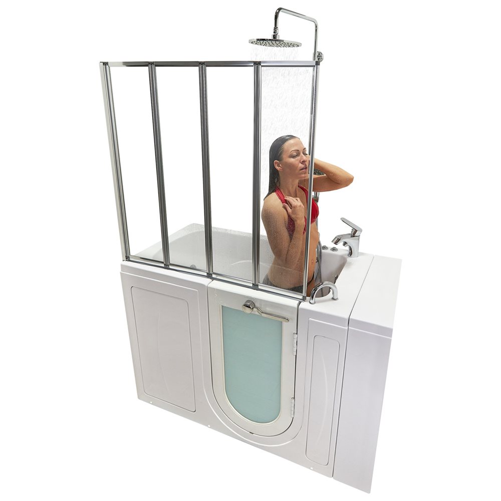 4 Fold Tempered Glass Shower Screen Bath Screen For Walk In Tubs