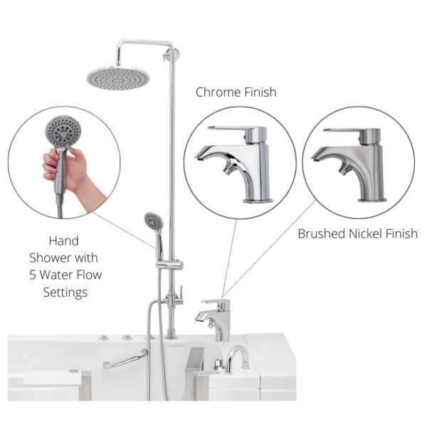 10″ Rain Shower Head & Shower Column Kit for Deck Mounted Walk-In Tub Faucets - shower column kit for deck mounted walk in tub faucets 8 1 |