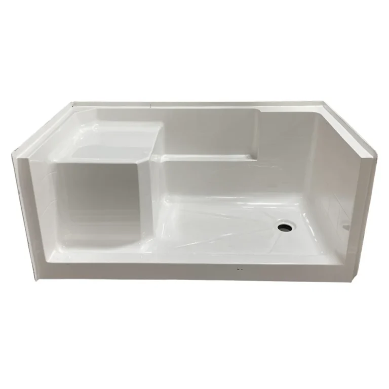 AcrylX Shower Base with Molded Seat – 33″ W x 60″L