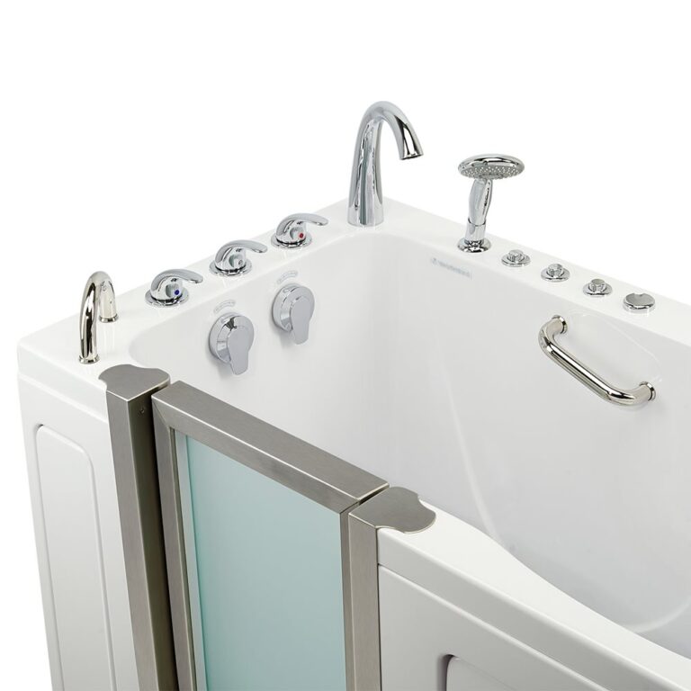 Bañera sin puerta Deluxe 2023 - 30″x55″ (76,2x140cm), tecnología de doble desagüe - deluxe walk in tub 2023 30x55 762x140cm dual drain technology image |