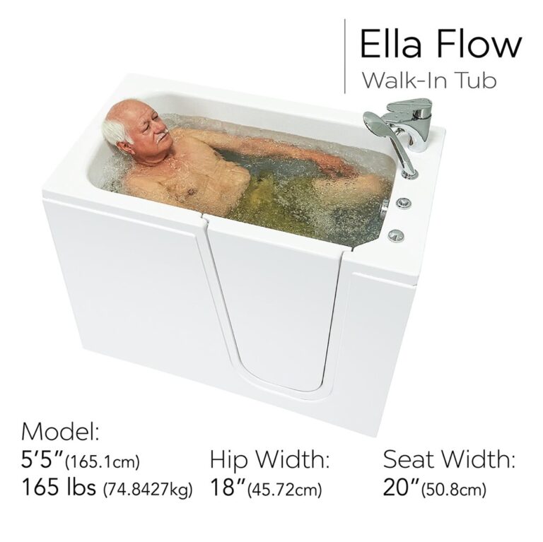 Ella Flow 28″x48″ Acrylic Hydro Therapy Massage Walk In Bathtub - web image text template 1 7 1 |